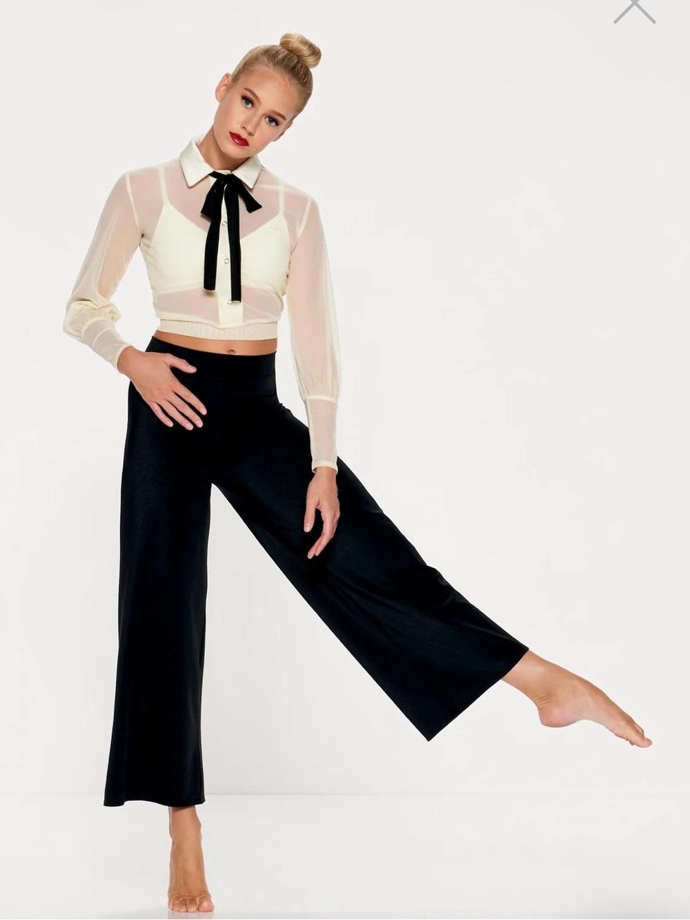 Kelle Avante dance costume crop top and wide leg pants size T/SA